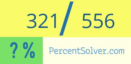 What is 321 out of 556 as a percentage ? 321 out of 556 as a percent