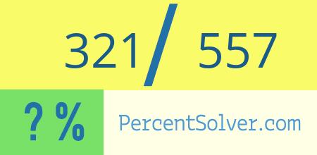 What is 321 out of 557 as a percentage ? 321 out of 557 as a percent