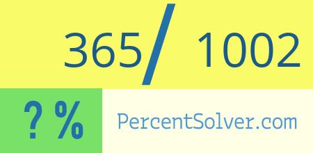 What is 365 out of 1002 as a percentage ? 365 out of 1002 as a percent