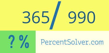 What is 365 out of 990 as a percentage ? 365 out of 990 as a percent