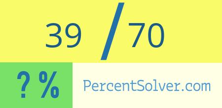 What is 39 out of 70 as a percentage ? 39 out of 70 as a percent