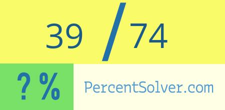 What is 39 out of 74 as a percentage ? 39 out of 74 as a percent