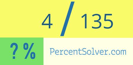 What is 4 out of 135 as a percentage ? 4 out of 135 as a percent