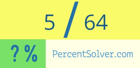 What is 5 out of 64 as a percentage ? 5 out of 64 as a percent