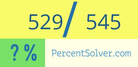 What is 529 out of 545 as a percentage ? 529 out of 545 as a percent