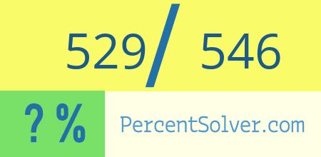 What is 529 out of 546 as a percentage ? 529 out of 546 as a percent