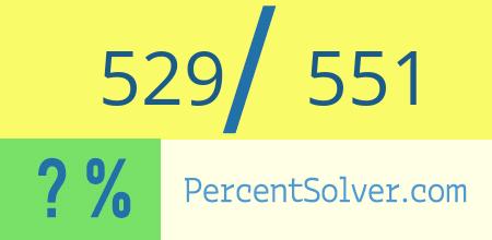 What is 529 out of 551 as a percentage ? 529 out of 551 as a percent