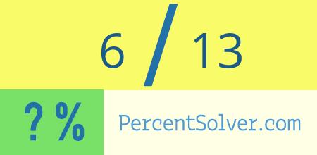 What is 6 out of 13 as a percentage ? 6 out of 13 as a percent