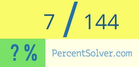 What is 7 out of 144 as a percentage ? 7 out of 144 as a percent