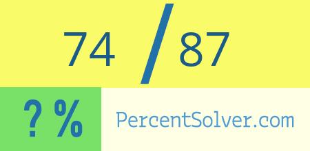 What is 74 out of 87 as a percentage ? 74 out of 87 as a percent