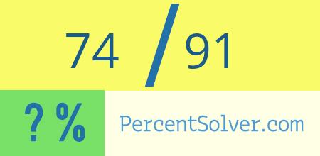 What is 74 out of 91 as a percentage ? 74 out of 91 as a percent