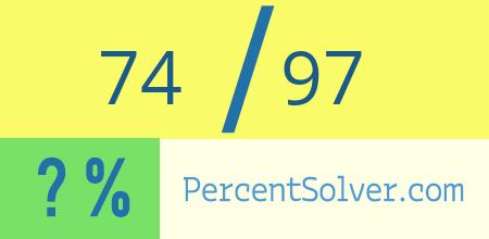 What is 74 out of 97 as a percentage ? 74 out of 97 as a percent