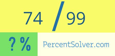 What is 74 out of 99 as a percentage ? 74 out of 99 as a percent