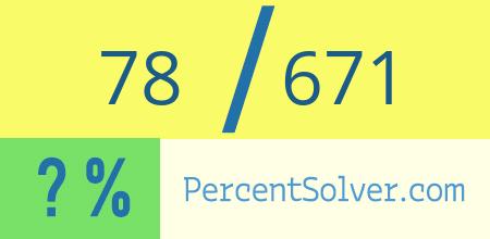 What is 78 out of 671 as a percentage ? 78 out of 671 as a percent