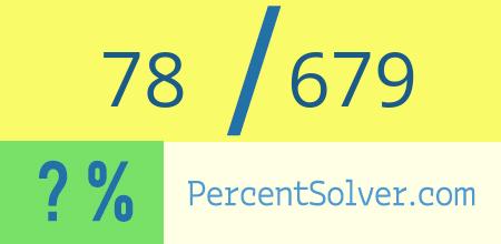 What is 78 out of 679 as a percentage ? 78 out of 679 as a percent