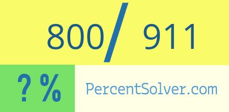 What is 800 out of 911 as a percentage ? 800 out of 911 as a percent