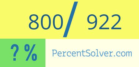 What is 800 out of 922 as a percentage ? 800 out of 922 as a percent